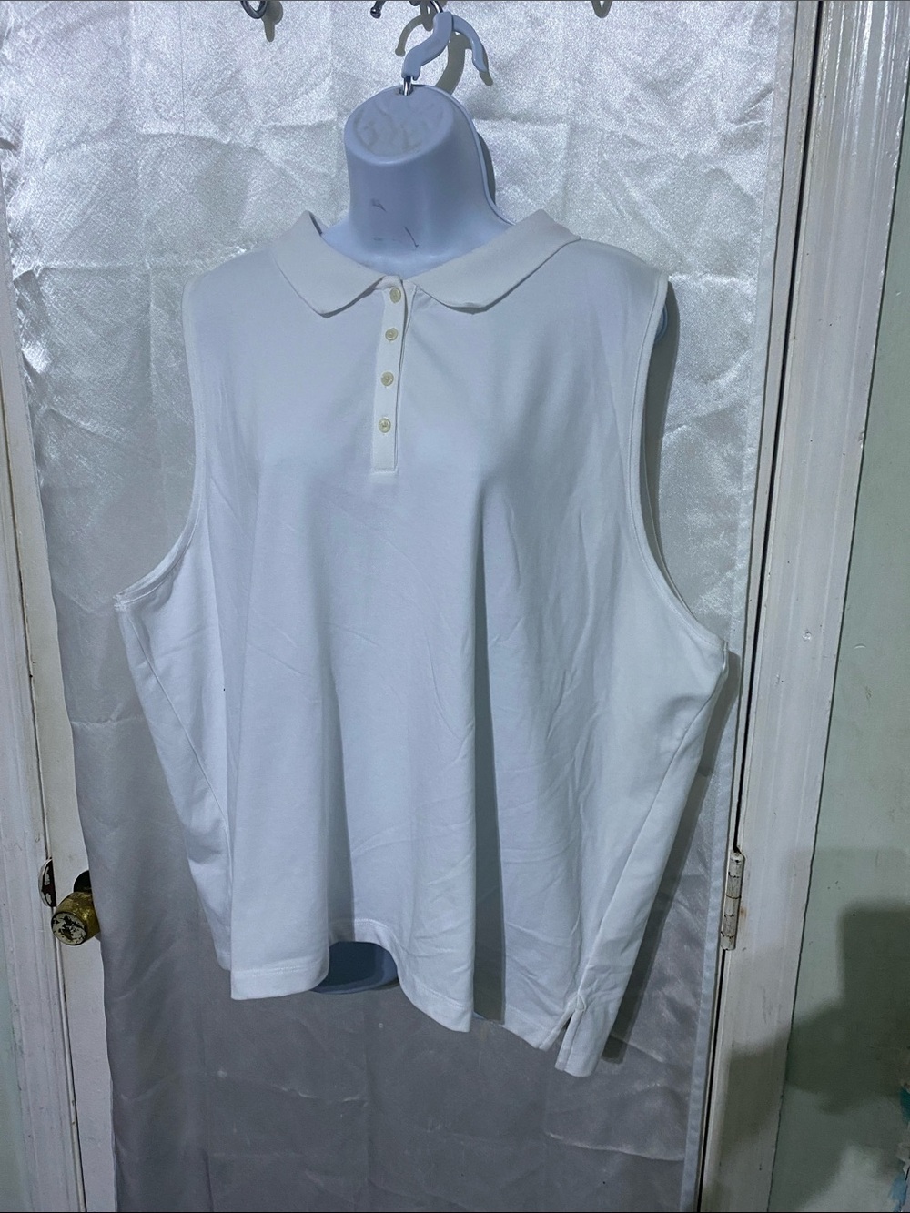 J. Crew White Sleeveless Polo Tank with Button Placket